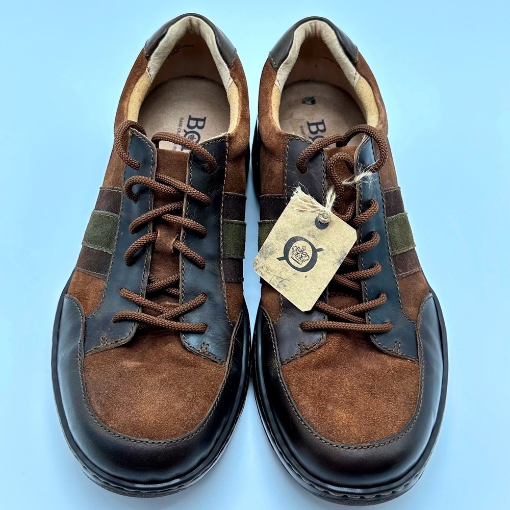 Born Mens H48726 Brown Leather Suede Low Top Casual Sneakers 10.5M